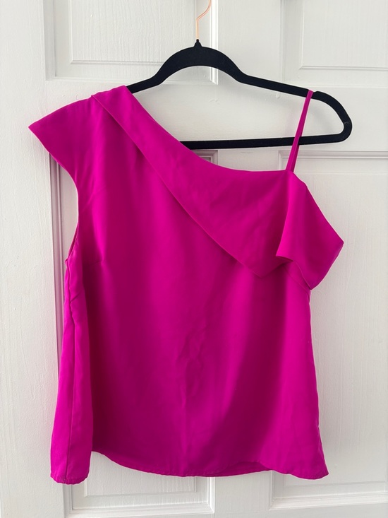 TCEC Tops - TCEC One-Shoulder Ruffle Camisole - Fuchsia